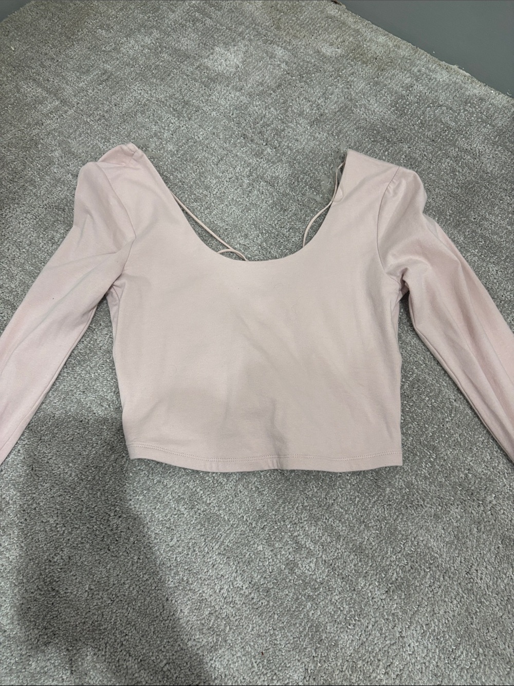 Aeropostale Pale Pink Long Sleeve Scoop Neck Cropped Top